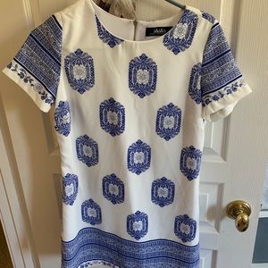 lulus blue and white dress
